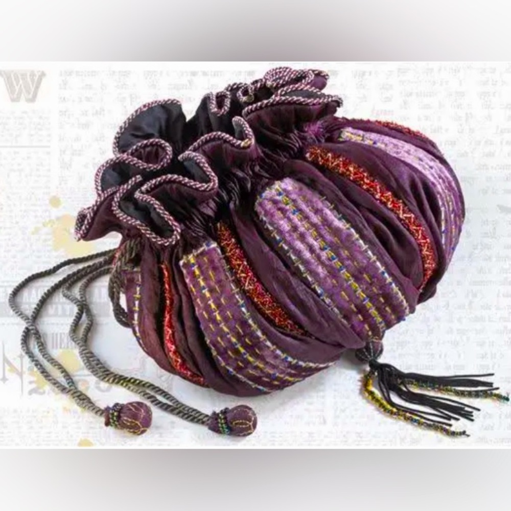 Purple and Red Drawstring Women's Bag